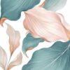 Blush & Teal Leaves II – teal, blush, peach botanical illustration canvas wall art