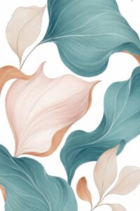 Blush & Teal Leaves III