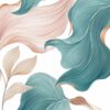 Blush & Teal Leaves IV – teal, blush, peach botanical illustration canvas wall art