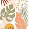 Boho Leaf Study II – sage, rust red, blush boho botanical canvas wall art