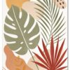 Boho Leaf Study VI – sage, rust red, blush boho botanical canvas wall art