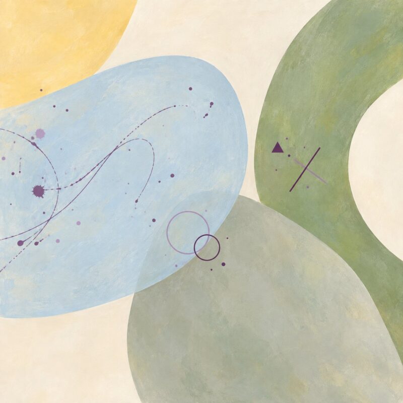 Calm Currents III – dusty blue, sage, butter yellow organic abstract canvas wall art