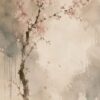 Cherry Blossom Wabi-Sabi II – blush pink, oatmeal, taupe wabi-sabi canvas wall art