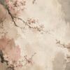 Cherry Blossom Wabi-Sabi III – blush pink, oatmeal, taupe wabi-sabi canvas wall art
