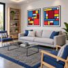 De Stijl Composition de stijl canvas wall art styled in an interior