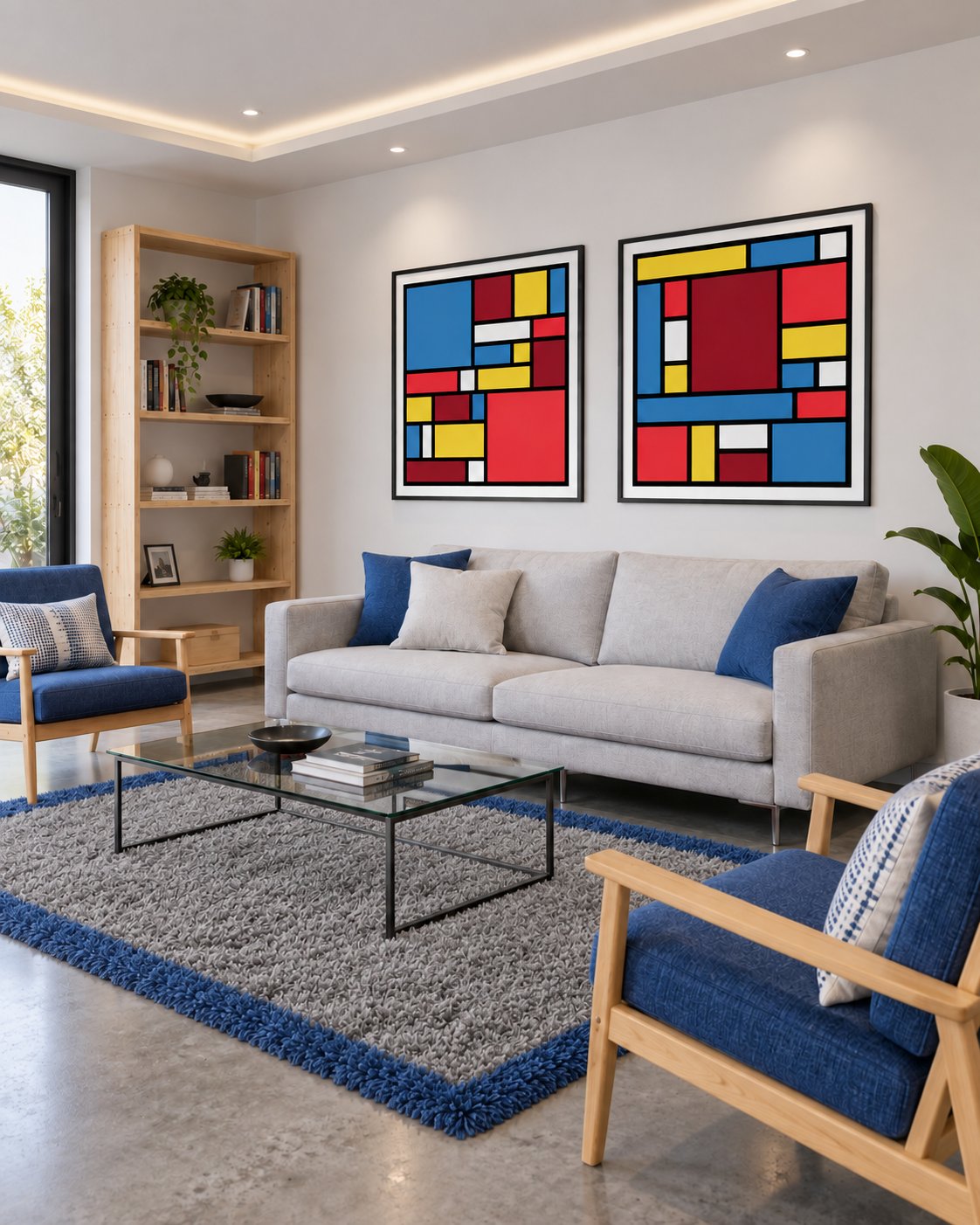De Stijl Composition de stijl canvas wall art styled in an interior