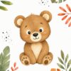 Jungle Friends IV – orange, green, coral watercolour illustration canvas wall art