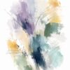Lavender Drift I – lavender, teal, butter yellow watercolour abstract canvas wall art