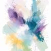 Lavender Drift II – lavender, teal, butter yellow watercolour abstract canvas wall art