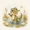 Little Safari Alligator – soft grey, sage, cream watercolour illustration canvas wall art