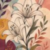 Lotus Line III – blush, plum, sage line art sketch canvas wall art