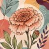 Lotus Line IV – blush, plum, sage line art sketch canvas wall art