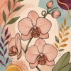 Lotus Line VI – blush, plum, sage line art sketch canvas wall art