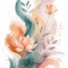 Lotus Swirl II – peach, lilac, sage watercolour floral canvas wall art