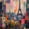 Mosaic City III – magenta, orange, teal modern abstract canvas wall art