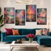 Mosaic Shoreline modern abstract canvas wall art styled in an interior