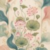 Mughal Garden II – blush, teal, sage mughal-inspired floral canvas wall art