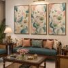 Mughal Garden mughal-inspired floral canvas wall art styled in an interior
