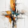 Ochre Fragments I – ochre, rust, teal abstract expressionism canvas wall art