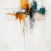 Ochre Fragments II – ochre, rust, teal abstract expressionism canvas wall art