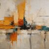 Ochre Horizon I – ochre, rust, teal abstract expressionism canvas wall art