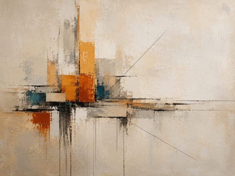 Ochre Horizon II – ochre, rust, teal abstract expressionism canvas wall art