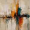 Ochre Horizon III – ochre, rust, teal abstract expressionism canvas wall art