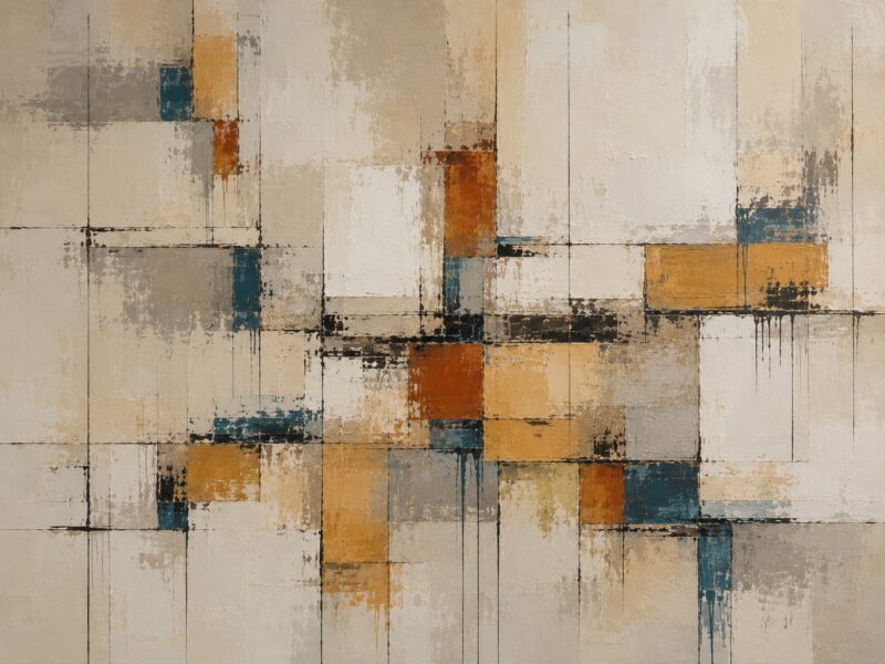 Ochre Horizon IV – ochre, rust, teal abstract expressionism canvas wall art