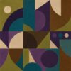 Olive Geometry II – olive, plum, teal mid-century geometric canvas wall art