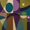 Olive Geometry III – olive, plum, teal mid-century geometric canvas wall art