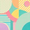 Pastel Memphis I – mint, coral pink, butter yellow pop art canvas wall art