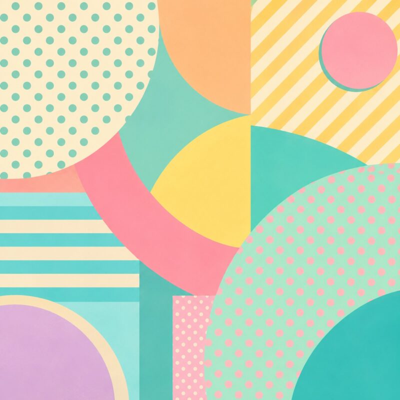Pastel Memphis I – mint, coral pink, butter yellow pop art canvas wall art