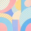 Pastel Memphis III – mint, coral pink, butter yellow pop art canvas wall art