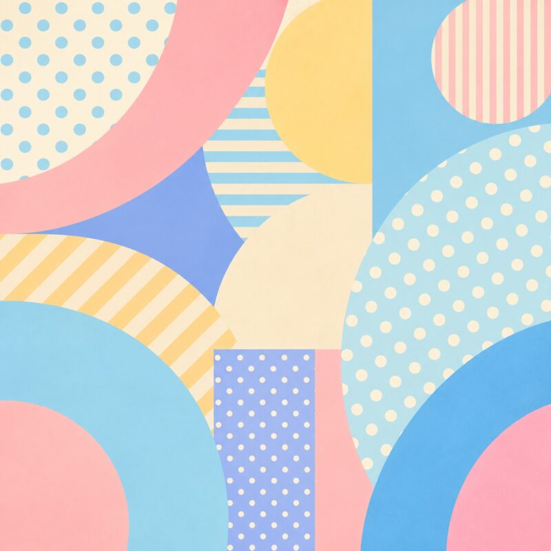 Pastel Memphis III – mint, coral pink, butter yellow pop art canvas wall art