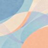 Pastel Waves II – powder blue, peach, cream line art abstract canvas wall art