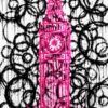 Pink Big Ben Graffiti – hot pink, black, white graffiti canvas wall art