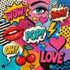 Pop Burst II – Comic Pop – hot pink, cyan, yellow pop art canvas wall art
