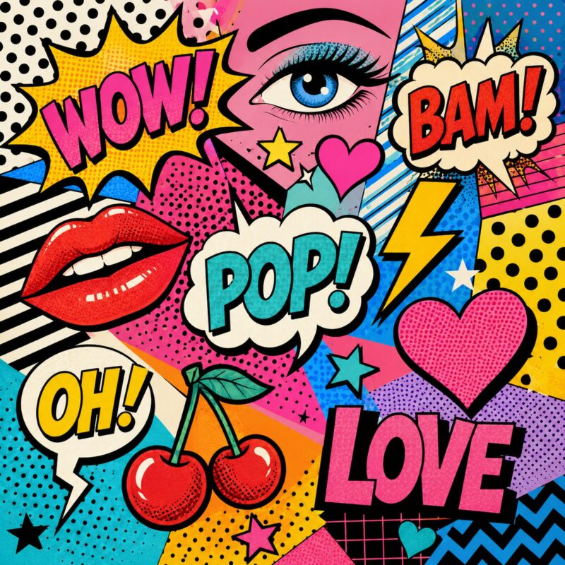 Pop Burst II – Comic Pop – hot pink, cyan, yellow pop art canvas wall art