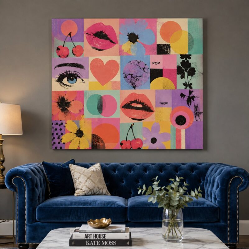 Pop Burst II – Comic Pop pop art canvas wall art styled in an interior
