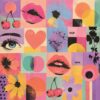 Pop Burst III – Pastel Pop Grid – pastel pink, lilac, peach pop art canvas wall art
