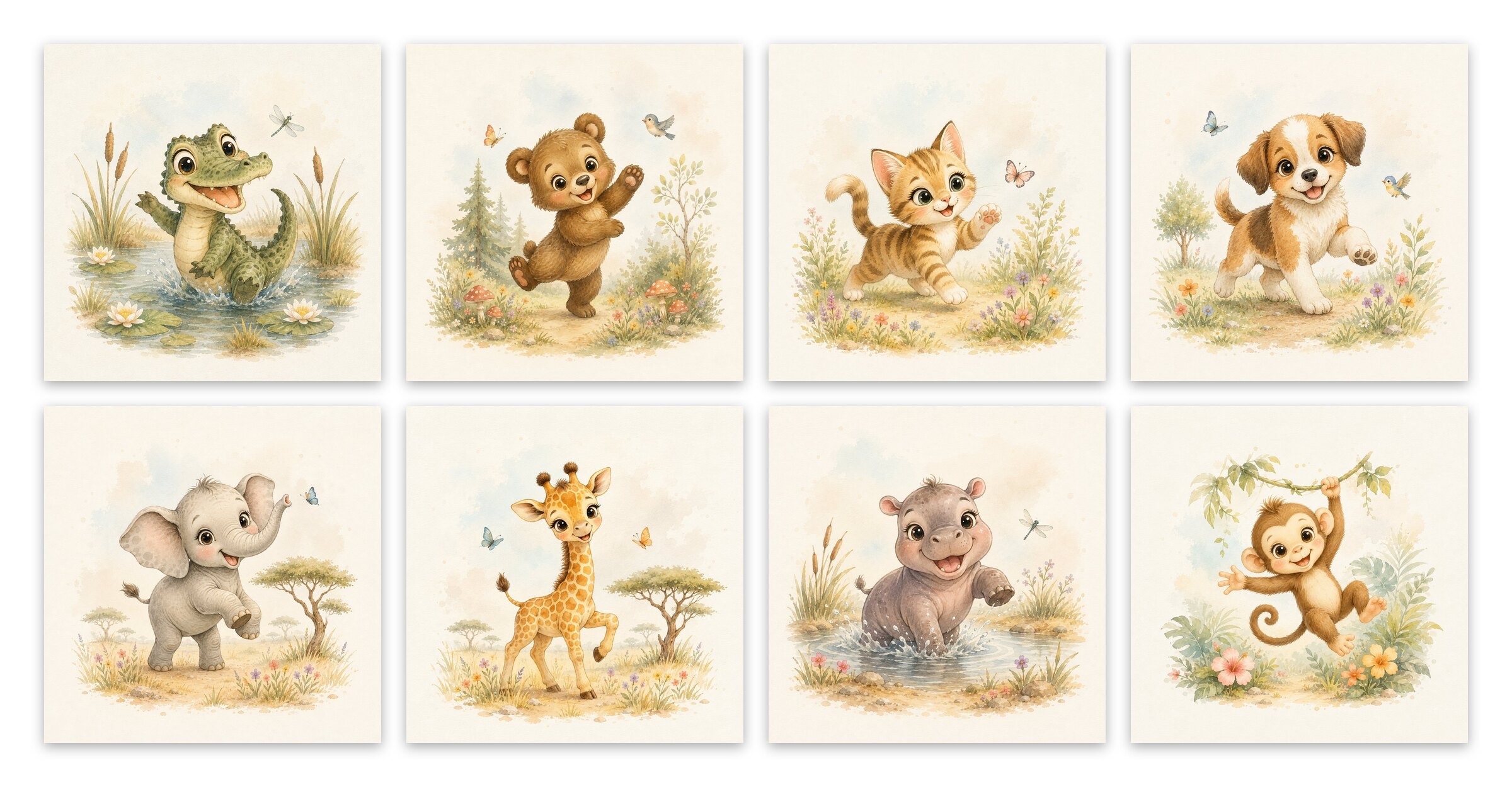 Little Safari – Set of 8: all 8 pieces side by side