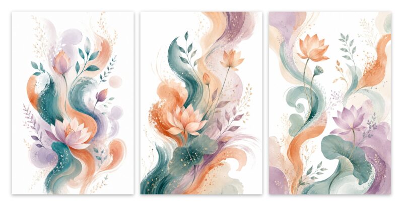 Lotus Swirl – Set of 3: all 3 pieces side by side