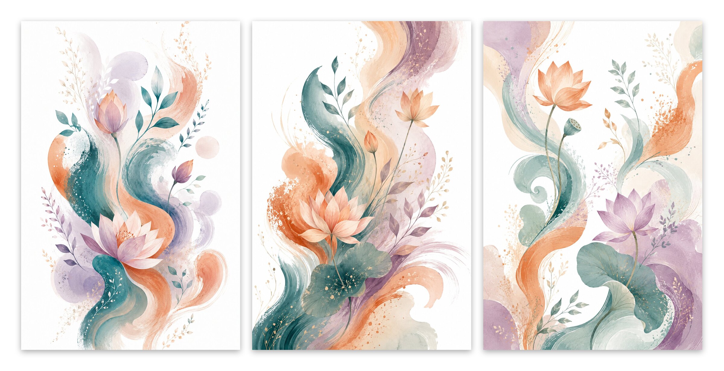 Lotus Swirl – Set of 3: all 3 pieces side by side