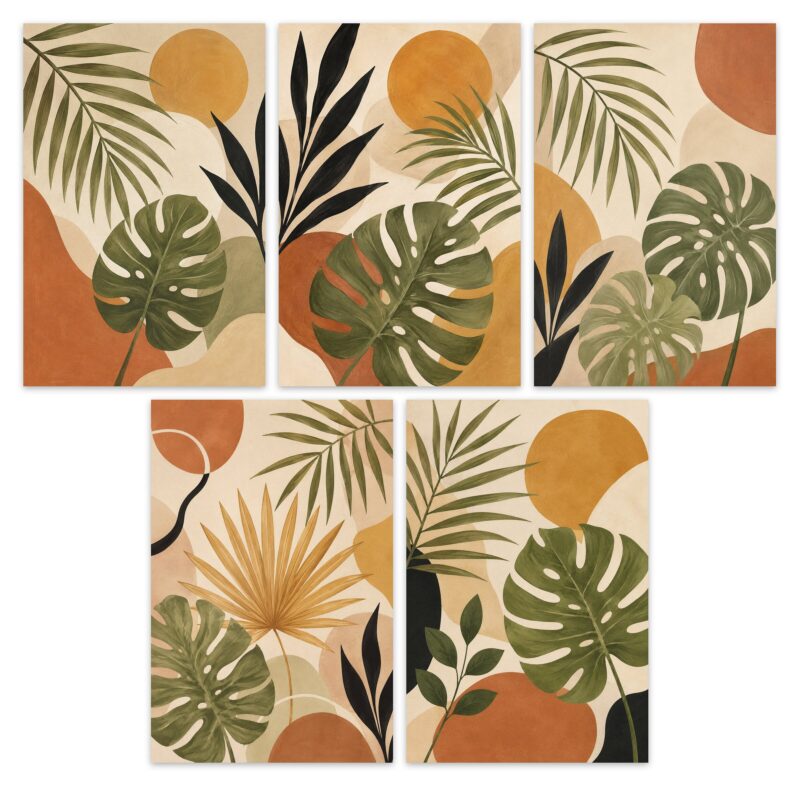 Terracotta Palms – Set of 5: all 5 pieces side by side
