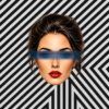 Striped Muse – black, white, red pop art portrait canvas wall art
