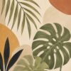 Terracotta Palms III – sage, terracotta, mustard boho botanical canvas wall art