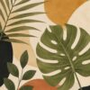 Terracotta Palms V – sage, terracotta, mustard boho botanical canvas wall art