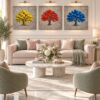 Tree of Texture textured illustration canvas wall art styled in an interior