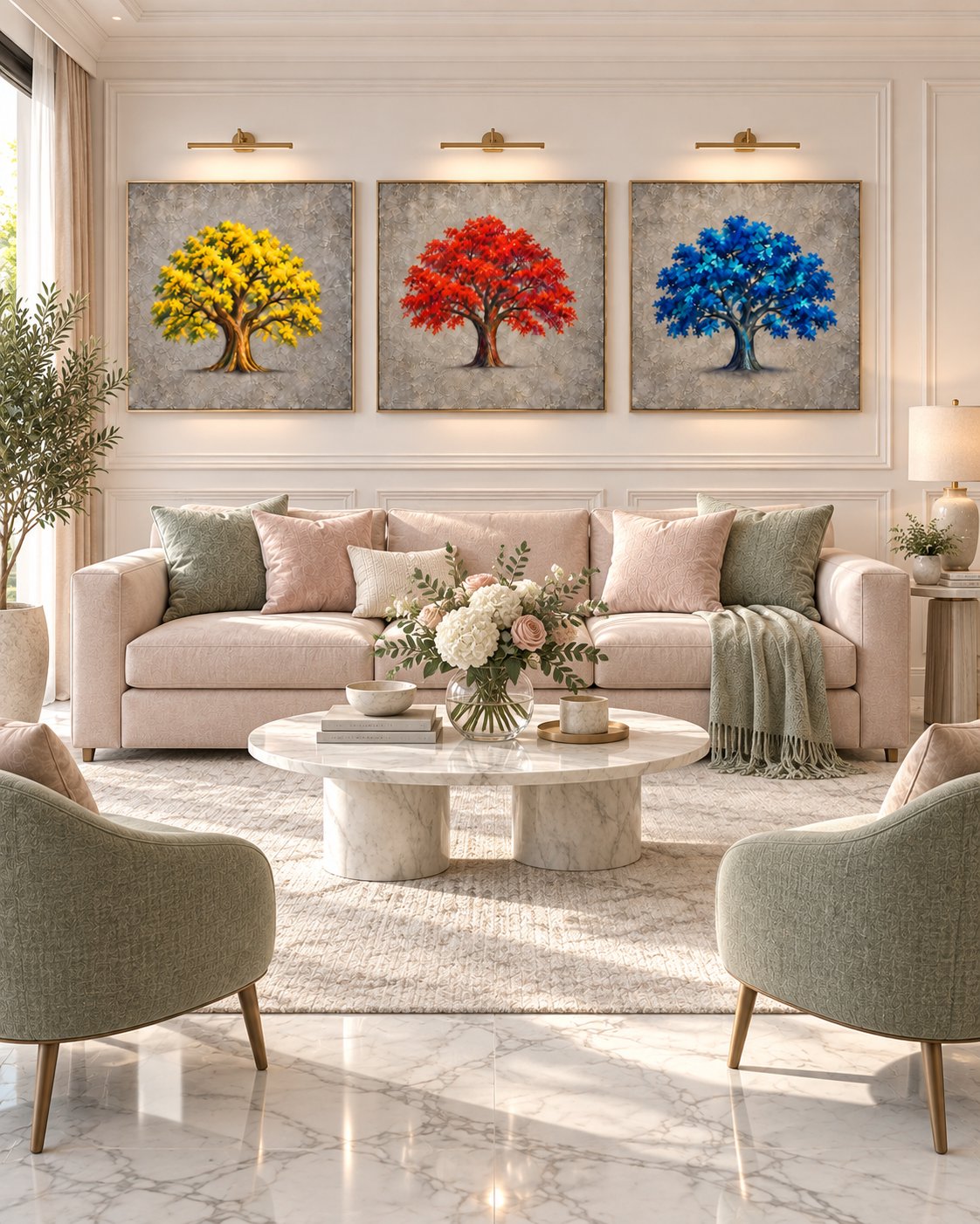 Tree of Texture textured illustration canvas wall art styled in an interior