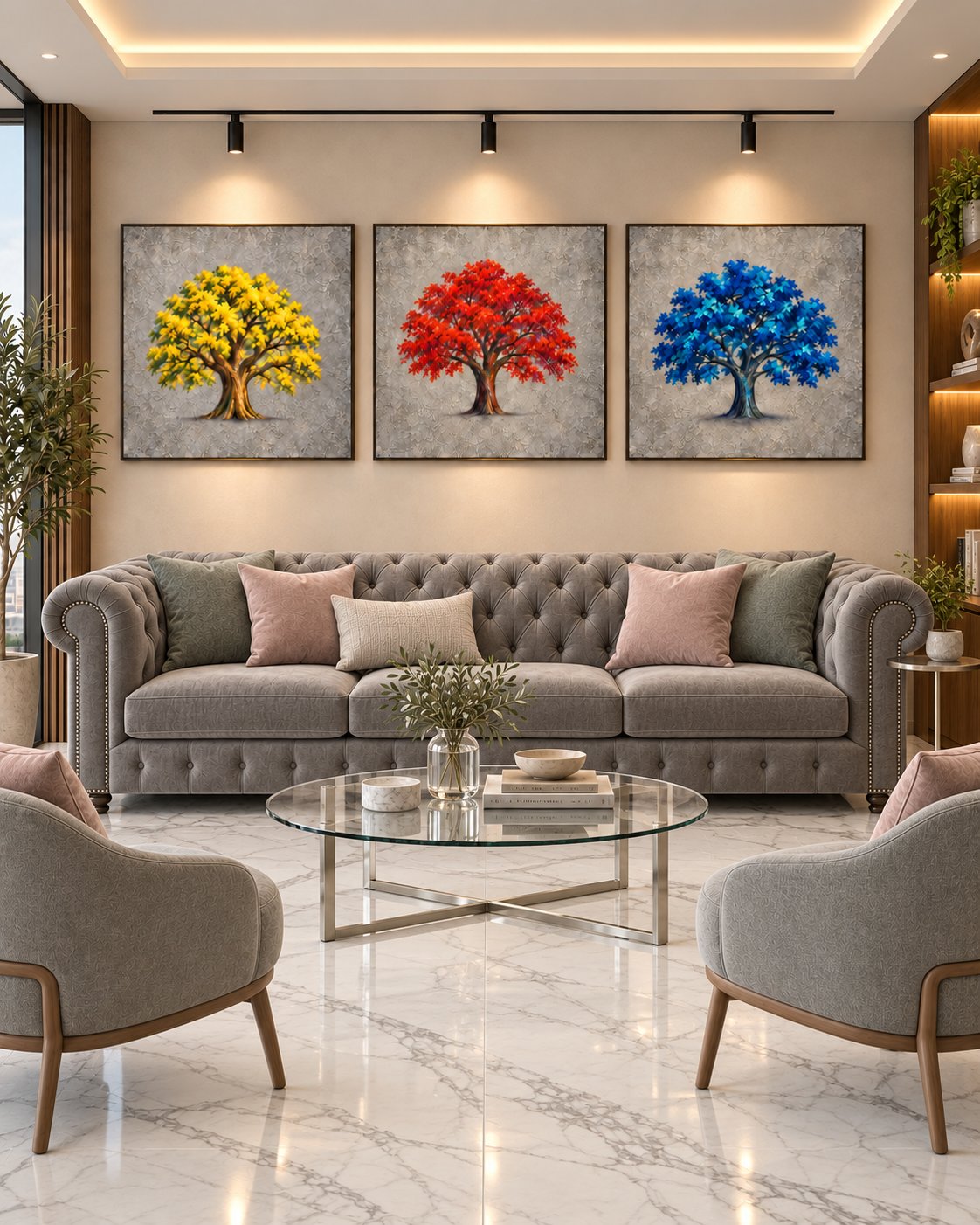 Tree of Texture textured illustration canvas wall art styled in an interior